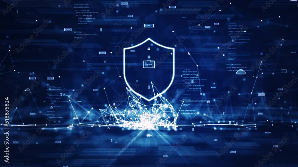 Poster cybersecurity data protection technology concept internet connection online network. there is a prom