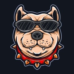 dog cartoon wearing sunglasses vector