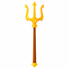 golden trident weapon of Poseidon. aquaman staff. flat vector illustration. - obrazy, fototapety, plakaty
