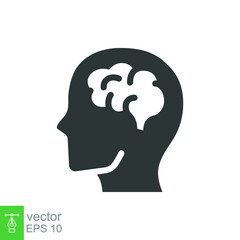 Human brain icon. Simple solid style. Think, mind, head, idea, creative concept. Vector glyph illustration design isolated. EPS 10.