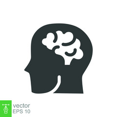 Human brain icon. Simple solid style. Think, mind, head, idea, creative concept. Vector glyph illustration design isolated. EPS 10.