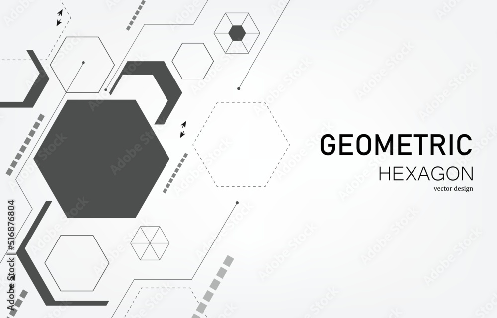 Poster black and white color abstract geometric hexagon shape.vector background