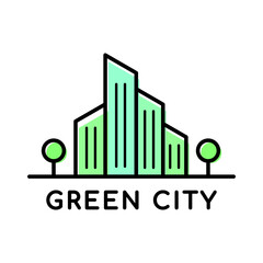 green city logo template or eco-friendly city on isolated background