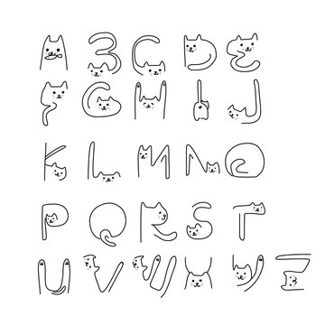 Cat A to Z  alphabet vector illustration
