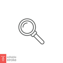 Magnifying glass line icon. Simple outline style. vector sign, linear pictogram isolated on white background. Logo illustration design. Editable stroke EPS 10.