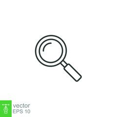 Magnifying glass line icon. Simple outline style. vector sign, linear pictogram isolated on white background. Logo illustration design. EPS 10.
