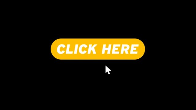 Click here for animation text in yellow and white color, animation text of clock here on black background