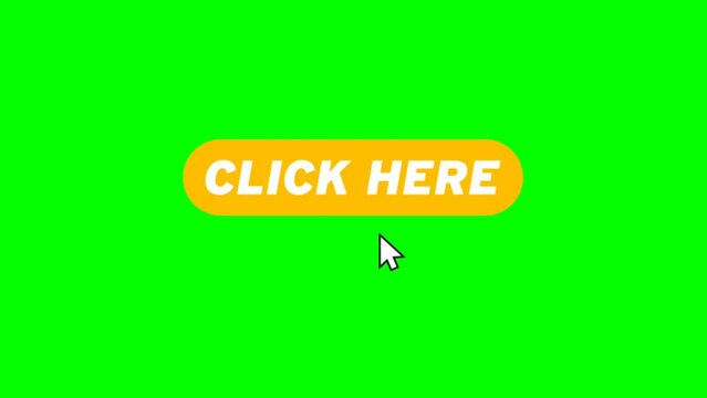 Click here for animation text in yellow and white color, animation text of clock here on green background