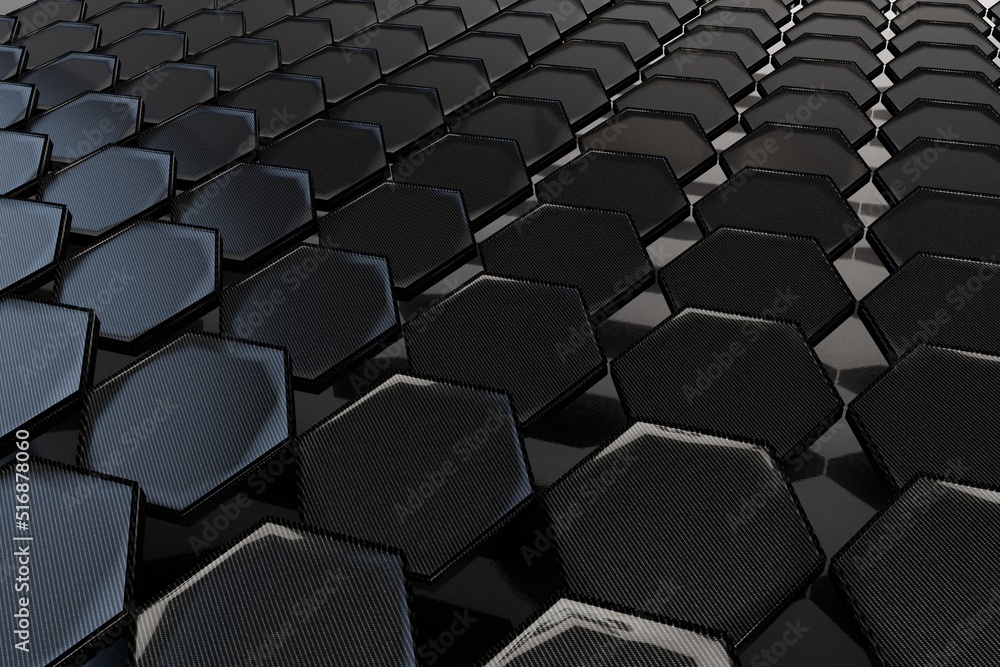 Poster abstract background consisting of patterns of hexagons lying in the form of a fallen domino in gray.