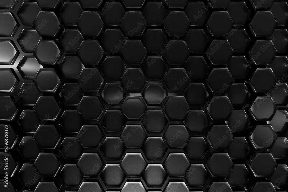 Poster abstract background consisting of patterns of hexagons lying in the form of a fallen domino in gray.