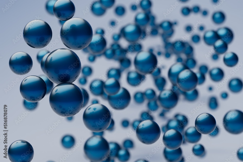 Poster abstraction. patterns of blue sphere on a white background. 3d render. 3d illustration