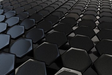 Obraz premium abstract background consisting of patterns of hexagons lying in the form of a fallen domino in gray. 3d rendering. 3d illustration