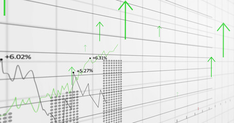 Image of arrows over financial data processing