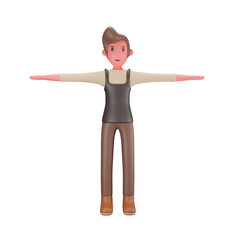 3d illustration Male Barista