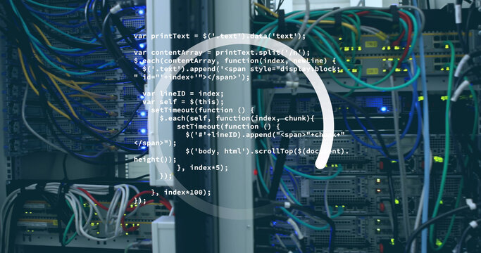 Image of loading ring over data processing and server room