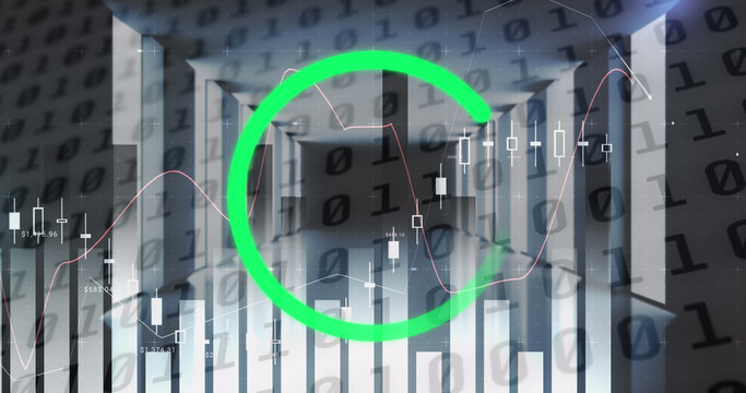 Image of loading ring over diagrams and server room