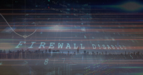 Image of data processing over cityscape