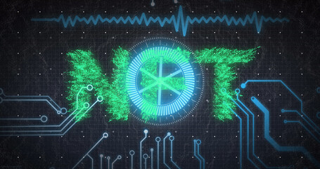 Image of digital interface with scan scoping and nft text over black background