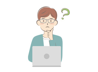 パソコン操作で悩む男性