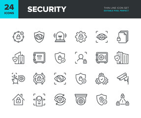 Security vector line icon set. Privacy and home protection icon collection. Private property security symbols. Editable pixel perfect