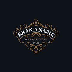 Flourish frame for label design, logo design, product quality design, brand logo design