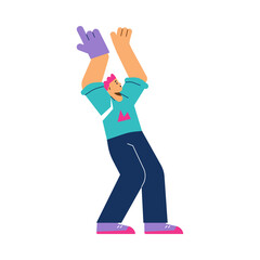 Man football or esports fan supporting team, flat vector illustration isolated.