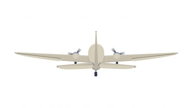 Passenger airplane. Animation of a screw airliner, alpha channel is enabled. Cartoon