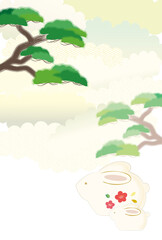 松の木と兎の年賀状