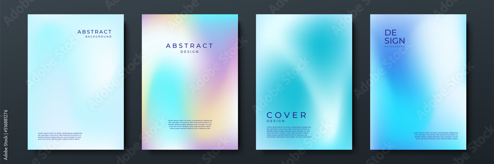 Aufkleber Blurred blue backgrounds set with abstract gradient texture background with dynamic blurred effect. Templates for brochures, posters, banners, flyers and cards. Vector illustration.