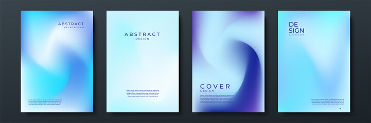 Blurred blue backgrounds set with abstract gradient texture background with dynamic blurred effect. Templates for brochures, posters, banners, flyers and cards. Vector illustration.