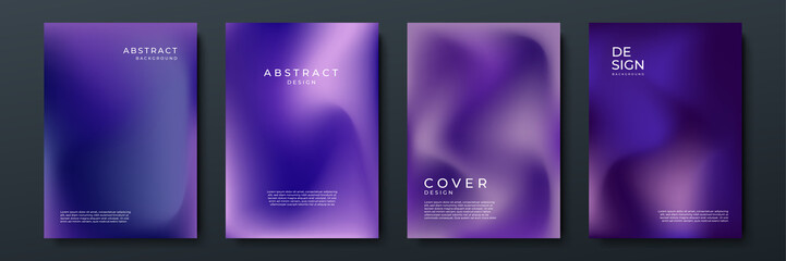 Blurred dark purple backgrounds set with abstract gradient texture background with dynamic blurred effect. Templates for brochures, posters, banners, flyers and cards. Vector illustration.