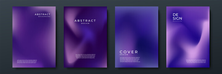 Blurred dark purple backgrounds set with abstract gradient texture background with dynamic blurred effect. Templates for brochures, posters, banners, flyers and cards. Vector illustration.
