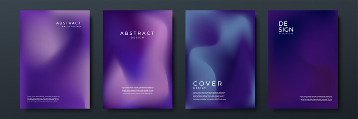 Blurred dark purple backgrounds set with abstract gradient texture background with dynamic blurred effect. Templates for brochures, posters, banners, flyers and cards. Vector illustration.