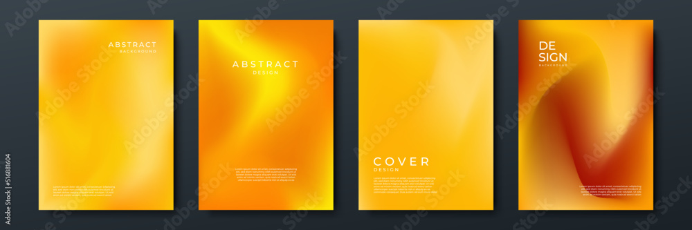 Aufkleber Blurred orange backgrounds set with abstract gradient texture background with dynamic blurred effect. Templates for brochures, posters, banners, flyers and cards. Vector illustration.