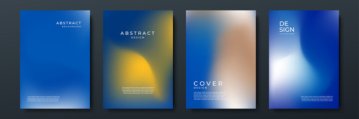Naklejka premium Blurred blue yellow backgrounds set with abstract gradient texture background with dynamic blurred effect. Templates for brochures, posters, banners, flyers and cards. Vector illustration.