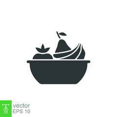 Plate fruit icon. Simple solid style. Vegetable bowl sign, healthy foods diet concept. Vector illustration design isolated. EPS 10.