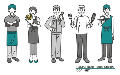 八百屋や花屋などの自営業者のベクターイラスト素材／個人事業主／職業