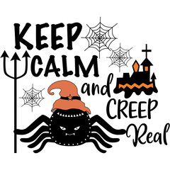 Obraz premium Halloween quotes designed in doodle style in black and orange tones on white background for Halloween themed decorations, t-shirt designs, bag designs, mugs, fabric patterns, t-shirt designs, cards 