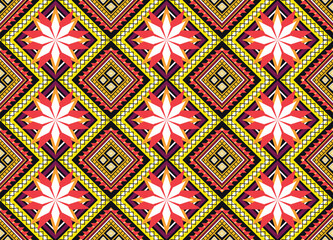 Geometric ethnic flower pattern for background,fabric,wrapping,clothing,wallpaper,Batik,carpet,embroidery style.
