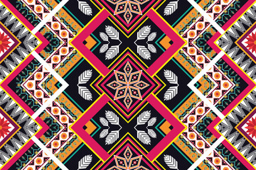 Geometric ethnic flower pattern for background,fabric,wrapping,clothing,wallpaper,Batik,carpet,embroidery style.