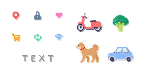 アイコンとイラストのデザインセット。