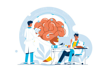 Laboratory scientist study human brain
