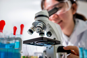 Teenager scientist in medical science laboratory,Science and education.