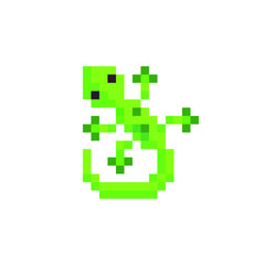 Gecko, lizard pixel art style icon. 8-bit sprite. Reptile animal isolated vector illustration. Design for stickers, logo, embroidery, mobile app.