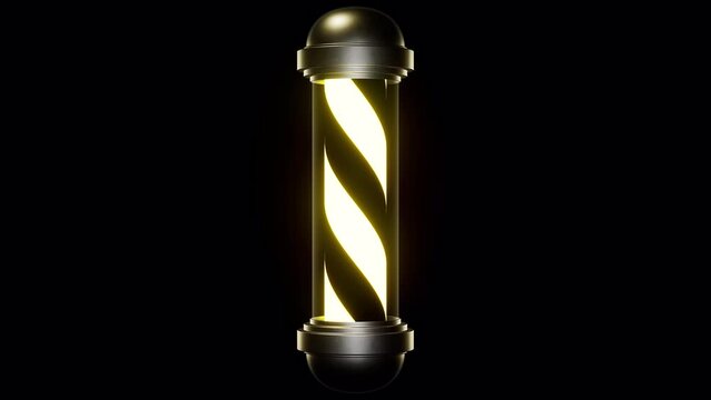 Glowing Barber Shop Pole Yellow Light Alpha Loop