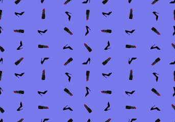 Woman seamless shoes and lipstick pattern for wrapping paper and clothes print and notebooks and shops and hobbies