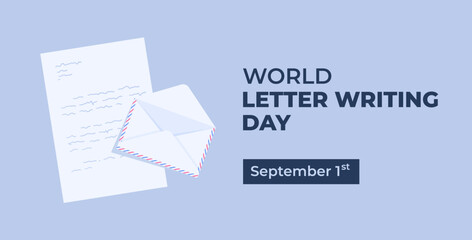 World Letter Writing Day in September Poster Banner Background Flat Vector Illustration
