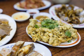 Fry oyster cake in restaurant