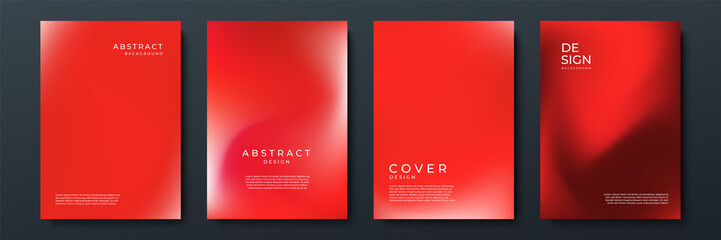 Blurred red backgrounds set with abstract gradient texture background with dynamic blurred effect. Templates for brochures, posters, banners, flyers and cards. Vector illustration.
