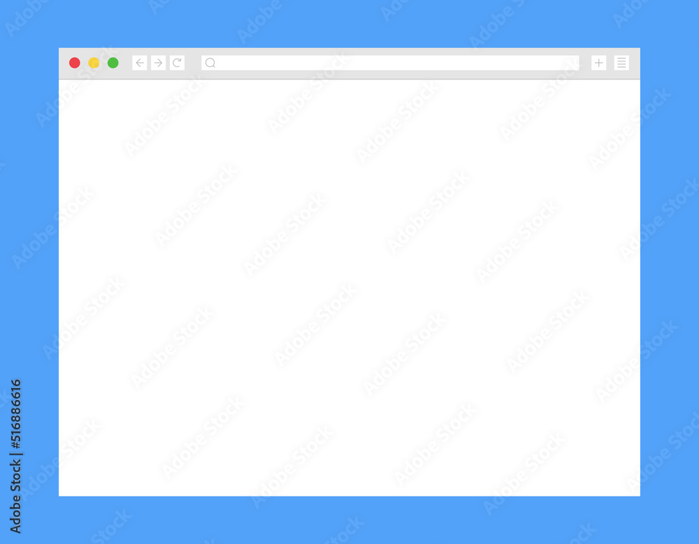 Poster web browser layout on blue background. design a simple blank web page. vector illustration..
